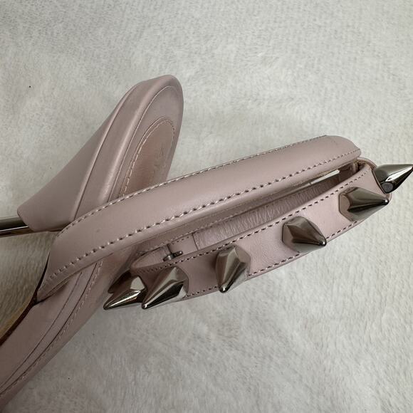 Alexander McQueen Punk Stud Leather High Heel Sandals Blush Pink Silver 36.5 - Picture 8 of 12